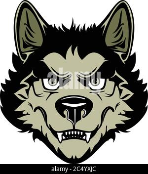 Mascotte de tête de loup-garou, isolée sur fond blanc Illustration de Vecteur