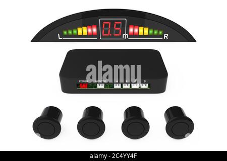 Kit de système de voiture Parktronic sur fond blanc. Rendu 3d. Banque D'Images