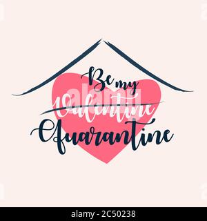 Soyez ma Valentin, message de quarantaine pour les amoureux et les couples en pandémie, vecteur d'illustration du coeur Illustration de Vecteur