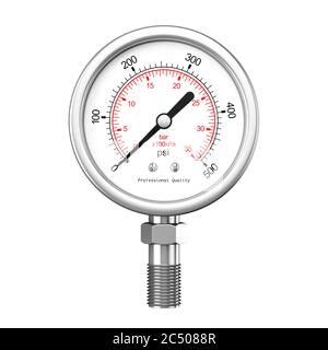 Manomètre sur fond blanc. Rendu 3d. Banque D'Images