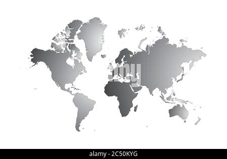 Carte vierge du monde gris isolée sur fond blanc. Carte populaire du monde modèle de globe vectoriel pour site Web, conception, couverture, rapports annuels, infographies. F Illustration de Vecteur