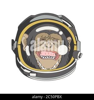 Illustration d'astronaute Smile Monkey Head. Bonne pour couper la lime Illustration de Vecteur