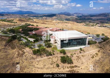 Vue aérienne de la bibliothèque présidentielle Ronald Reagan dans la vallée de Simi, Californie Banque D'Images