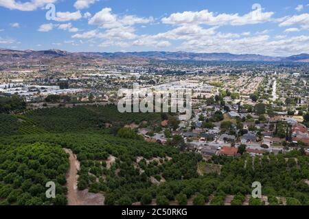 Vue aérienne sur la vallée de Simi et le ranch de Quail Banque D'Images