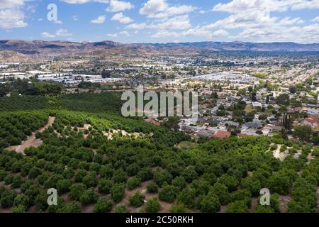 Vue aérienne sur la vallée de Simi et le ranch de Quail Banque D'Images