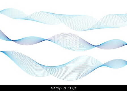 Lignes d'onde bleue vectorielles isolées sur un fond blanc. Conception de pages et de sites Web. Illustration de Vecteur