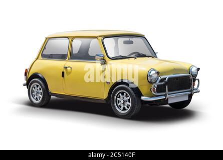 Mini voiture britannique sport classique isolée sur blanc Banque D'Images