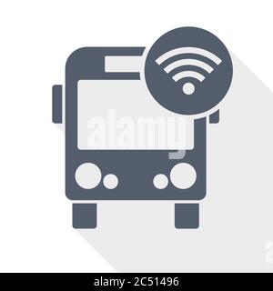 Bus avec wifi, symbole Internet, icône vecteur, illustration plate Illustration de Vecteur