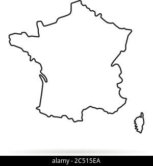 carte de france dessinée à la main avec contour noir Illustration de Vecteur
