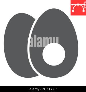 Icône de glyphe d'œuf bouilli, forme physique et régime de céto, graphiques vectoriels de signe d'œuf de nourriture, icône modifiable de contour plein, eps 10. Illustration de Vecteur