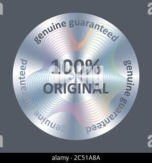 Autocollant holographique rond argenté original. Badge vectoriel, icône pour la garantie de qualité du produit, autocollant holographique Illustration de Vecteur