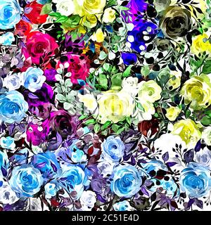 Arrière-plan abstrait floral vintage, tapisserie en toile avec larges touches de couleur pour un design élégant. Banque D'Images