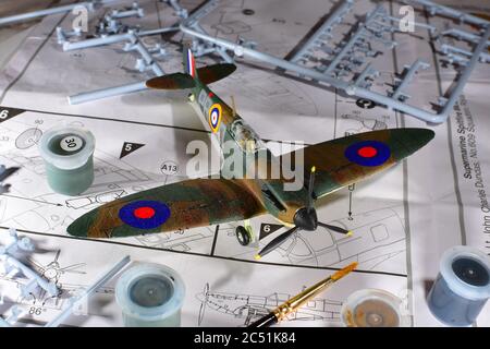Supermarine Spitfire Mk.1a Airfix modèle d'avion échelle 1:72 Banque D'Images