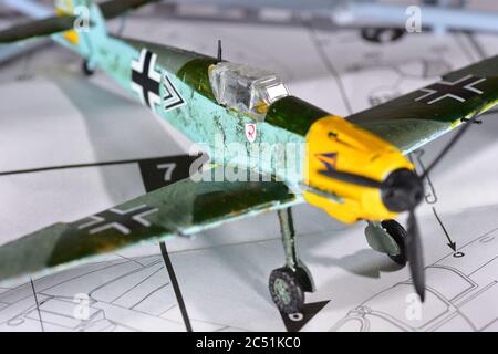 Messerschmitt Bf109E-4 Airfix modèle d'avion échelle 1:72 Banque D'Images