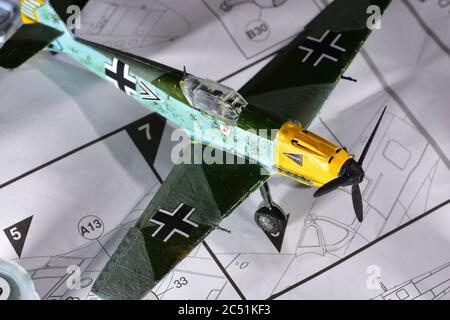 Messerschmitt Bf109E-4 Airfix modèle d'avion échelle 1:72 Banque D'Images