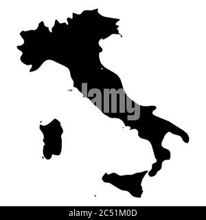 Italie - carte silhouette noire unie de la région. Illustration simple à vecteur plat. Illustration de Vecteur