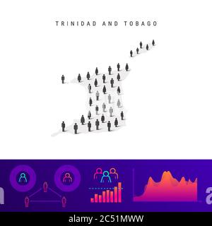 Carte des peuples de Trinité-et-Tobago. Silhouette vectorielle détaillée. Une foule mixte d'icônes hommes et femmes. Éléments graphiques de la population. Illustration vectorielle i Illustration de Vecteur