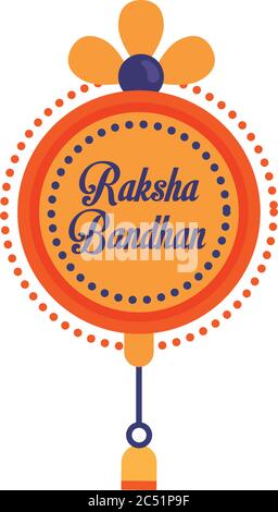 happy raksha bandhan celebration avec cadre circulaire plat style illustration de dessin vectoriel Illustration de Vecteur