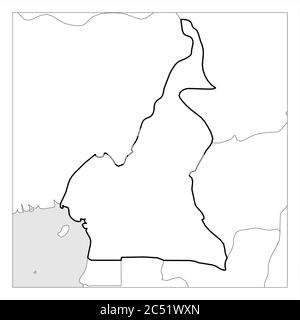 Carte du Cameroun noir épais contour mis en évidence avec les pays voisins. Illustration de Vecteur