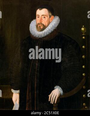 Sir Francis Walsingham (vers 1532-1590), secrétaire d'État principal, à la reine Elizabeth I d'Angleterre, portrait peint par John de Critz, vers 1589 Banque D'Images