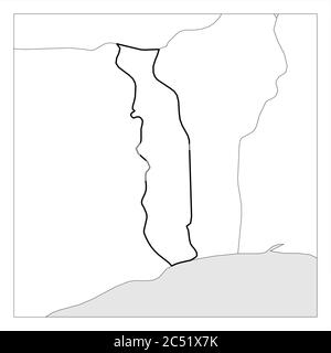 Carte du Togo noir épais contour mis en évidence avec les pays voisins. Illustration de Vecteur