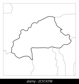 Carte du Burkina Faso noir épais contour mis en évidence avec les pays voisins. Illustration de Vecteur