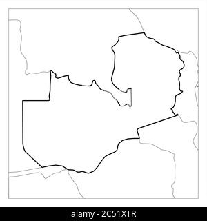 Carte de Zambie plan épais noir mis en évidence avec les pays voisins. Illustration de Vecteur
