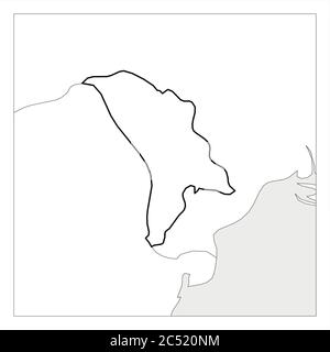 Carte de Moldavie noire épaisse contour mis en évidence avec les pays voisins. Illustration de Vecteur