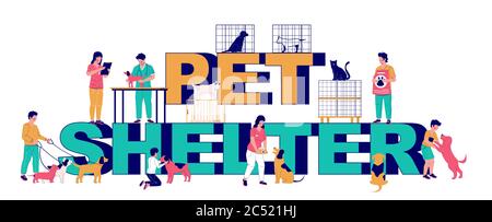 Modèle de bannière typographique d'abri PET, illustration vectorielle plate Illustration de Vecteur