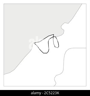 Carte de Brunei noir épais contour mis en évidence avec les pays voisins. Illustration de Vecteur