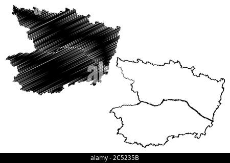 Département du Maine-et-Loire (France, République française, pays de la Loire) carte illustration vectorielle, croquis à tracer carte du Maine et Loire Illustration de Vecteur