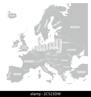 Monaco marqué par une carte politique bleue en gris de l'Europe. Illustration vectorielle. Illustration de Vecteur