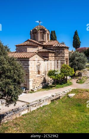 Athènes, Attique / Grèce - 2018/04/02: Église orthodoxe orientale des Saints Apôtres, connue sous le nom de saints Apôtres de Solaki, dans l'ancienne Agora archeo athénienne Banque D'Images