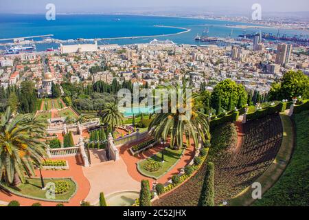 Centre administratif et spirituel mondial de Bah, Jardins de Bah à Haïfa, Israël Banque D'Images