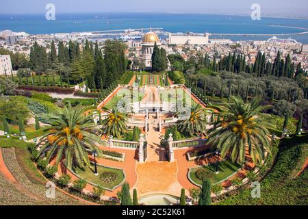 Centre administratif et spirituel mondial de Bah, Jardins de Bah à Haïfa, Israël Banque D'Images