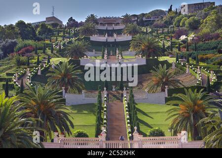 Centre administratif et spirituel mondial de Bah, Jardins de Bah à Haïfa, Israël Banque D'Images