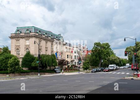 Washington, D.C., Etats-Unis - juin 19 2020 : Embassy Row à Washington - Massachusetts Avenue. Banque D'Images