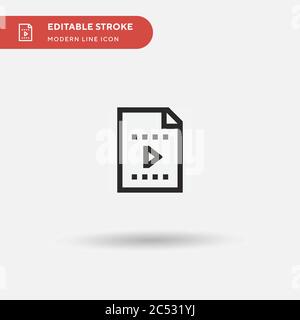 Icône de vecteur simple de fichier vidéo. Modèle de conception de symbole d'illustration pour l'élément d'interface utilisateur Web mobile. Pictogramme moderne de couleur parfaite sur contour modifiable. Icônes de fichiers vidéo pour votre projet d'entreprise Illustration de Vecteur