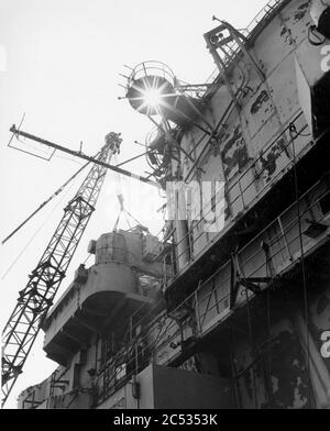 Île de l'USS Franklin (AVT-8) à Bayonne c1960. Banque D'Images