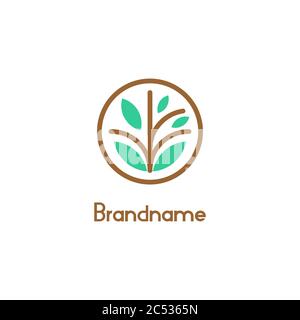 Logo moderne pour l'environnement et l'agriculture, icône de plantes naturelles sur le concept de design de cercle, conception simple et minimale de logo. Illustration de Vecteur
