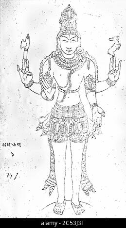 Indian murti (statue) proportions posture forme conception 01. Banque D'Images