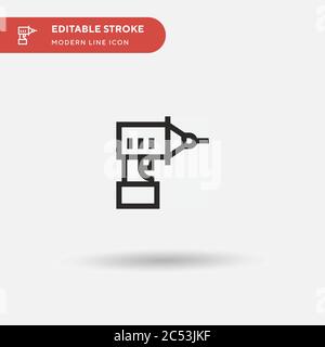 Icône vecteur simple de la machine de perçage. Modèle de conception de symbole d'illustration pour l'élément d'interface utilisateur Web mobile. Pictogramme moderne de couleur parfaite sur contour modifiable. Icônes de perceuse pour votre projet commercial Illustration de Vecteur