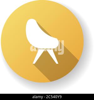Chaise jaune plate motif long ombre glyphe icône Illustration de Vecteur