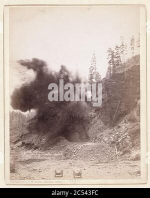 Au milieu de l'air. Un merveilleux blast dans la construction de chemin de fer à Deadwood Banque D'Images