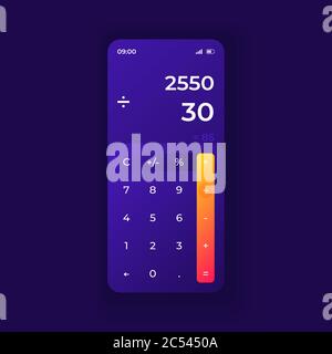 Modèle vectoriel d'interface pour smartphone de l'application de calculatrice numérique Illustration de Vecteur