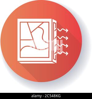 Cadre photo climatiseur rouge plat design long ombre glyphe icône Illustration de Vecteur