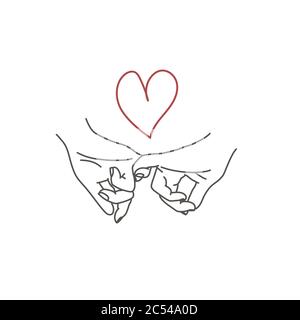 Esquisse de mains avec coeur. Illustrat vectoriel dessiné à la main Illustration de Vecteur