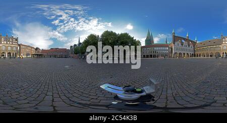 Vue panoramique à 360° de Photo à 360 degrés, place du marché, Luebeck, Schleswig-Holstein, Allemagne
