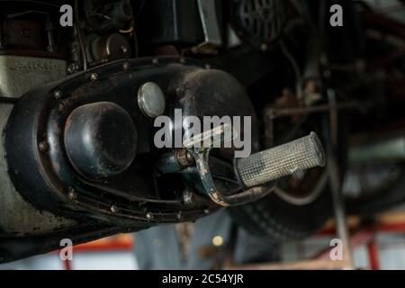 Pancevo, Serbie - 27 septembre 2019 : pause de la vieille moto de chrono garée dans le musée des collectionneurs. Banque D'Images