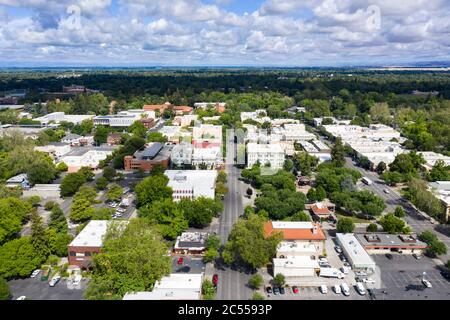 Vue aérienne sur le centre-ville de Chico, Californie Banque D'Images